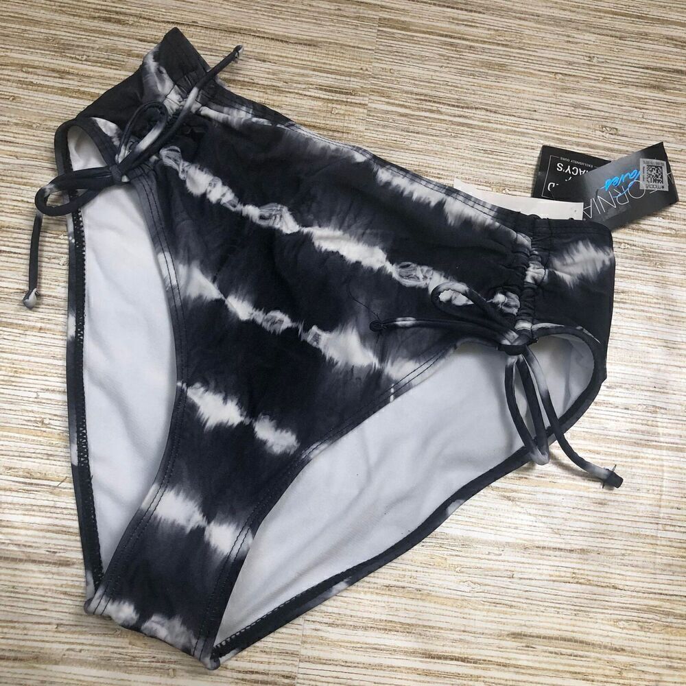 3440 California waves side gathered  bikini Bottom black white size M